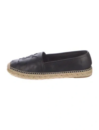 Pre-owned Saint Laurent Leather Espadrilles In Black/neutrals