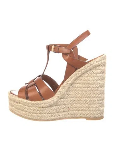 Pre-owned Saint Laurent Leather Espadrilles In Brown