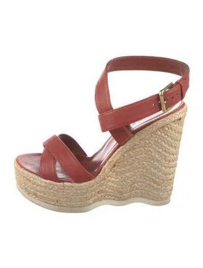 Pre-owned Saint Laurent Leather Espadrilles In Brown