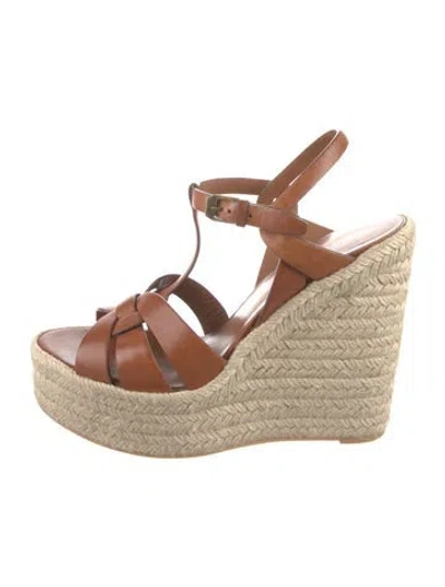 Pre-owned Saint Laurent Leather Espadrilles In Brown