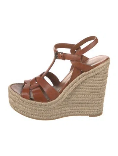 Pre-owned Saint Laurent Leather Espadrilles In Brown