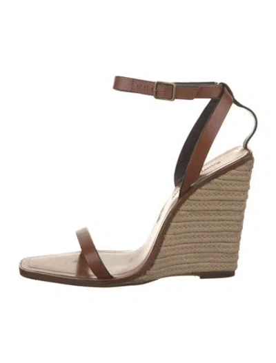 Pre-owned Saint Laurent Leather Espadrilles In Brown
