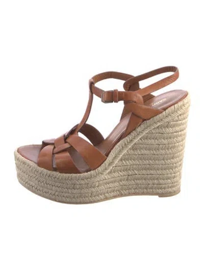 Pre-owned Saint Laurent Leather Espadrilles In Brown