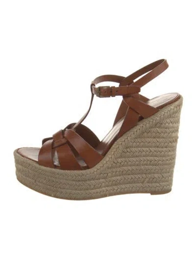 Pre-owned Saint Laurent Leather Espadrilles In Brown