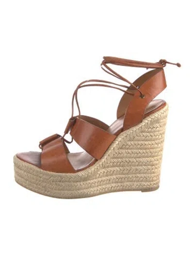 Pre-owned Saint Laurent Leather Espadrilles In Brown
