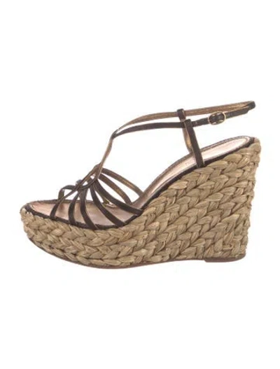 Pre-owned Saint Laurent Leather Espadrilles In Brown