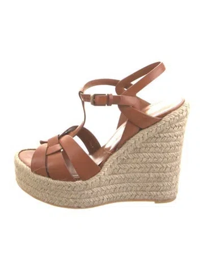 Pre-owned Saint Laurent Leather Espadrilles In Brown