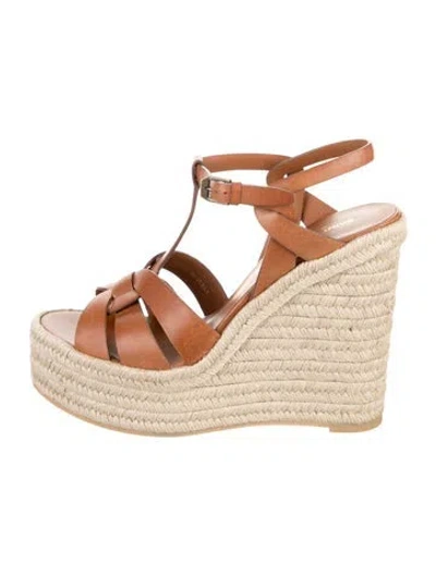 Pre-owned Saint Laurent Leather Espadrilles In Brown