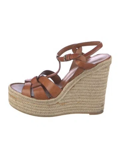 Pre-owned Saint Laurent Leather Espadrilles In Brown