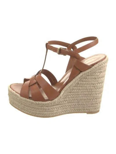 Pre-owned Saint Laurent Leather Espadrilles In Brown