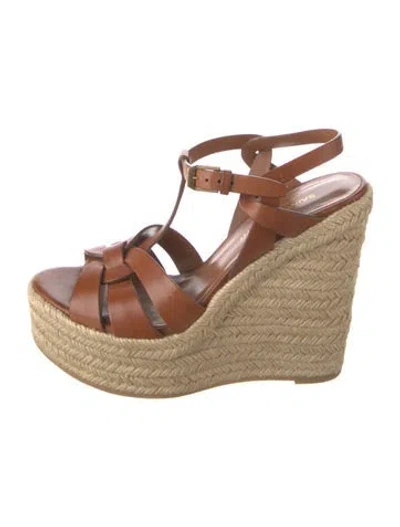 Pre-owned Saint Laurent Leather Espadrilles In Brown