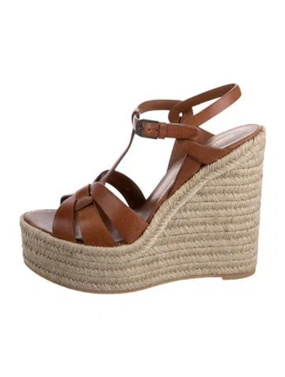 Pre-owned Saint Laurent Leather Espadrilles In Brown