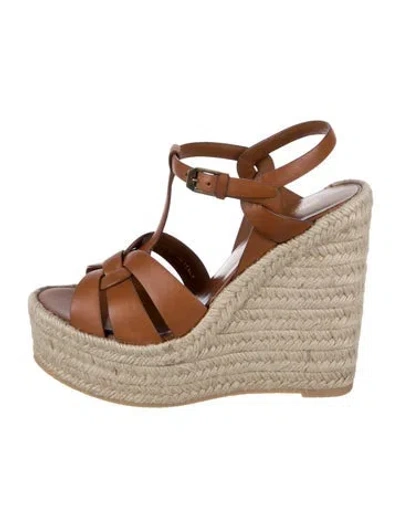 Pre-owned Saint Laurent Leather Espadrilles In Brown
