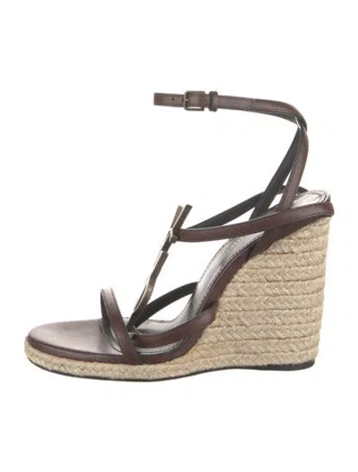 Pre-owned Saint Laurent Leather Espadrilles In Brown