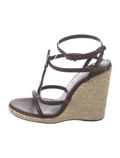 Pre-owned Saint Laurent Leather Espadrilles In Brown
