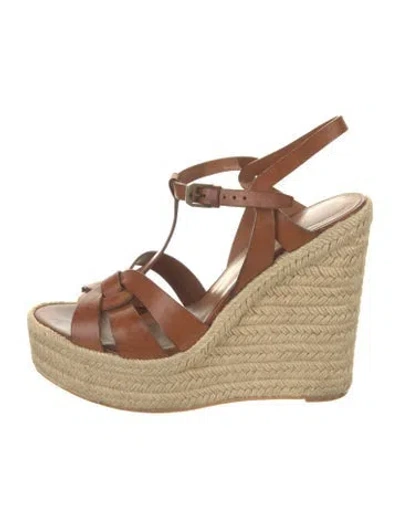 Pre-owned Saint Laurent Leather Espadrilles In Brown
