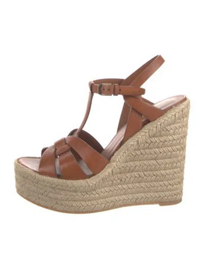 Pre-owned Saint Laurent Leather Espadrilles In Brown