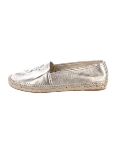 Pre-owned Saint Laurent Leather Espadrilles In Gold