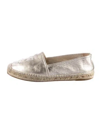 Pre-owned Saint Laurent Leather Espadrilles In Gold/metallic