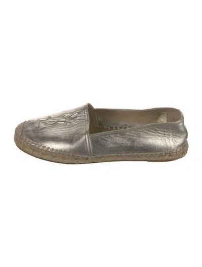 Pre-owned Saint Laurent Leather Espadrilles In Gold/metallic