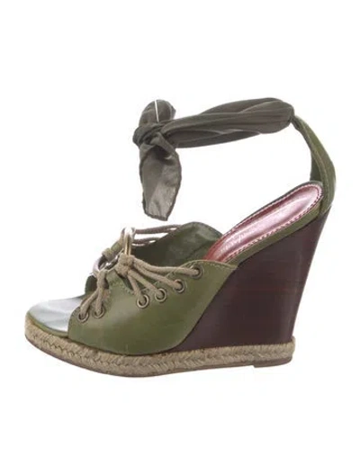 Pre-owned Saint Laurent Leather Espadrilles In Green