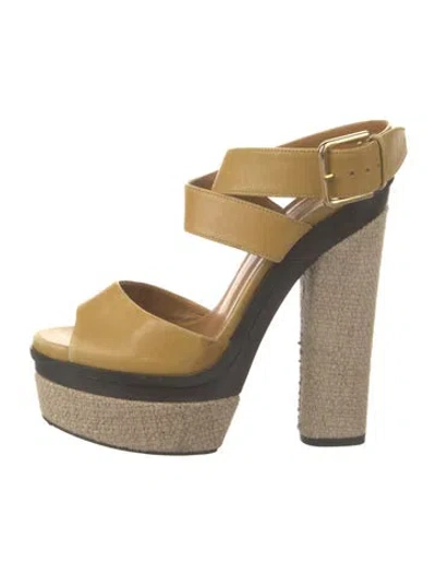 Pre-owned Saint Laurent Leather Espadrilles In Neutral