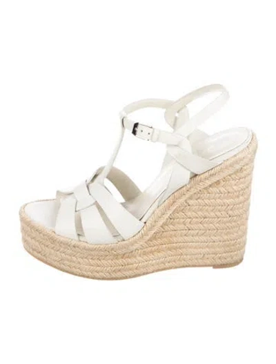 Pre-owned Saint Laurent Leather Espadrilles In Neutral