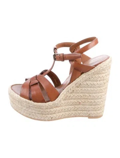 Pre-owned Saint Laurent Leather Espadrilles In Neutral
