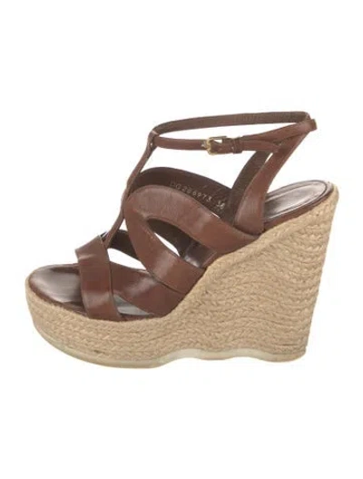 Pre-owned Saint Laurent Leather Espadrilles In Neutrals