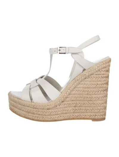 Pre-owned Saint Laurent Leather Espadrilles In Neutrals