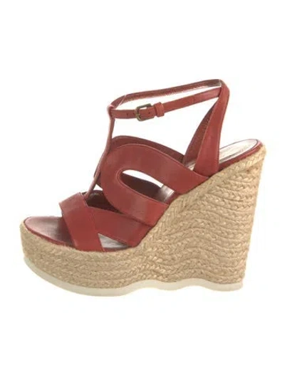 Pre-owned Saint Laurent Leather Espadrilles In Orange