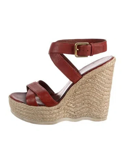 Pre-owned Saint Laurent Leather Espadrilles In Red