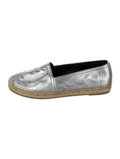 Pre-owned Saint Laurent Leather Espadrilles In Silver