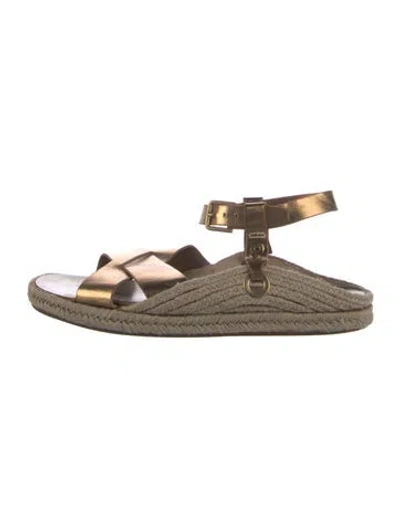 Pre-owned Saint Laurent Leather Espadrilles In Silver