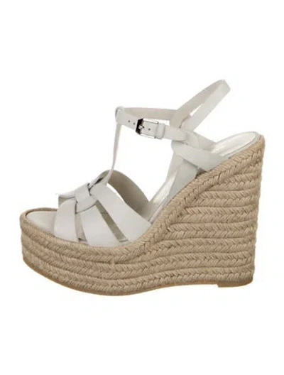 Pre-owned Saint Laurent Leather Espadrilles In Silver