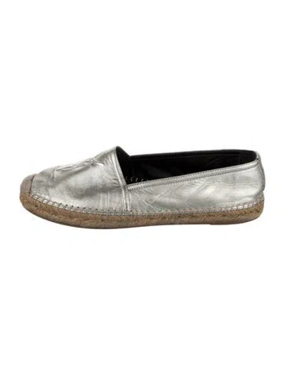 Pre-owned Saint Laurent Leather Espadrilles In Silver