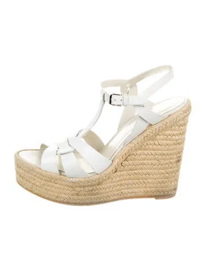 Pre-owned Saint Laurent Leather Espadrilles In White