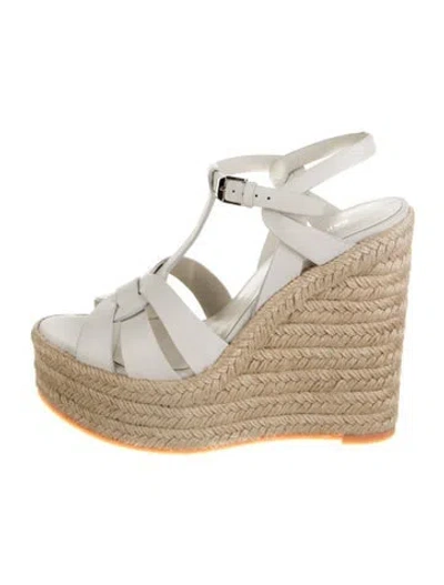 Pre-owned Saint Laurent Leather Espadrilles In White