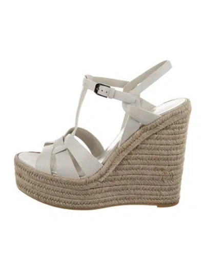 Pre-owned Saint Laurent Leather Espadrilles In White