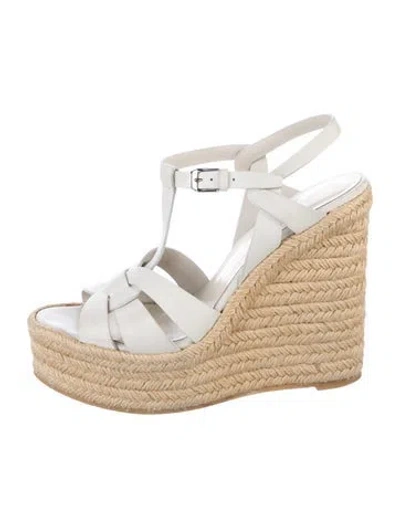 Pre-owned Saint Laurent Leather Espadrilles In White