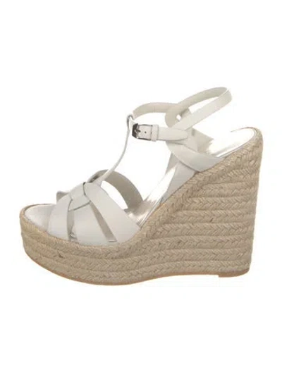 Pre-owned Saint Laurent Leather Espadrilles In White