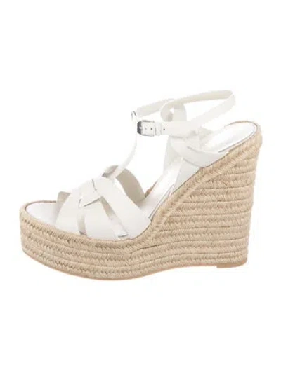 Pre-owned Saint Laurent Leather Espadrilles In White
