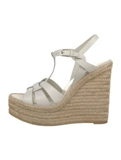 Pre-owned Saint Laurent Leather Espadrilles In White