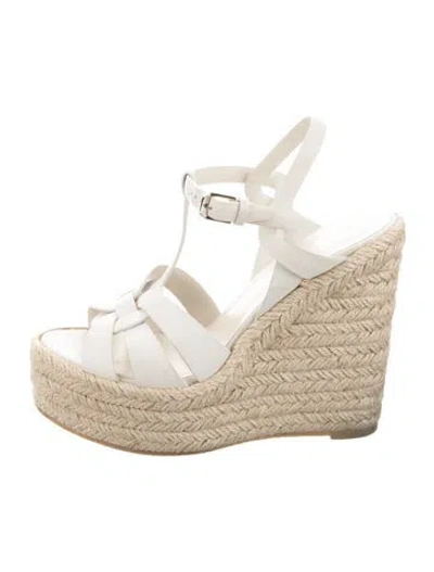 Pre-owned Saint Laurent Leather Espadrilles In White