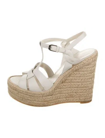 Pre-owned Saint Laurent Leather Espadrilles In White