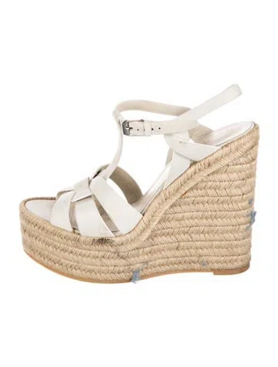 Pre-owned Saint Laurent Leather Espadrilles In White