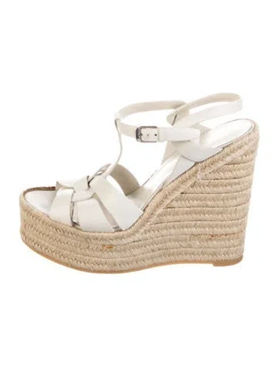 Pre-owned Saint Laurent Leather Espadrilles In White