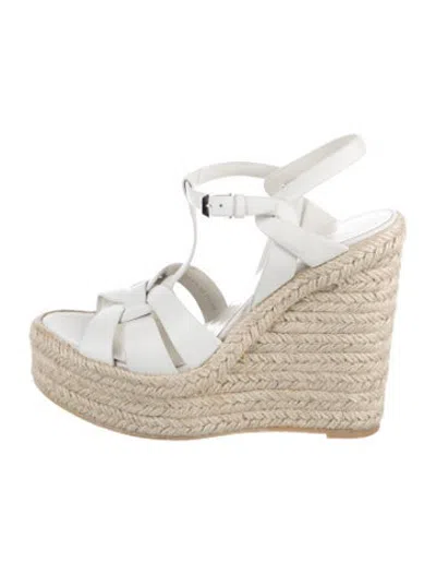 Pre-owned Saint Laurent Leather Espadrilles In White