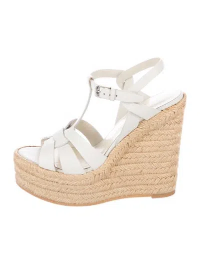 Pre-owned Saint Laurent Leather Espadrilles In White