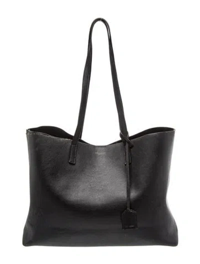 Pre-owned Saint Laurent Leather E/w Shopping Tote In Black